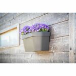 Wall pot - GARDEN ID Star - Taupe 36 x 16 cm - Water reserve with overflow system - Recycled and 100% recyclable - Image 2