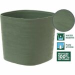 Pot with water reserve - GARDEN ID Respect - Verdigris 20 x 20 cm - 100% household waste - 100% recyclable - Structured surface. - Image 2