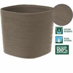 Pot with water reserve - GARDEN ID Respect - Taupe 25 x 25 cm - 100% household waste - 100% recyclable - Structured surface. - Image 2