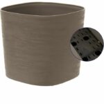 Pot with water reserve - GARDEN ID Respect - Taupe 25 x 25 cm - 100% household waste - 100% recyclable - Structured surface. - Image 3