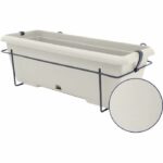 Planter kit with metal stand and integrated tray - GARDEN ID Teramo - White 50 cm - Stone effect - Recycled/recyclable - Image 2