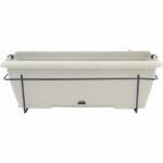 Planter kit with metal stand and integrated tray - GARDEN ID Teramo - White 50 cm - Stone effect - Recycled/recyclable - Image 3