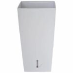 RIVIERA Eva New square plastic flowerpot - 28 x 28 x H 52 cm - 31 L - White - Image 2
