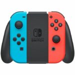 Nintendo Switch console with a neon red joy-con and a neon blue joy-con - Image 6