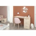 ESSENTIELLE Desk 3 drawers - Light acacia decor - L 121.2 x D 74.3 x H 55 cm - Image 6