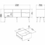 TV cabinet - 4 niches 2 drawers - White / Oak - 117.2 x 39.1 x 57.4 cm - Image 5