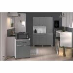 Oslo served 60 cm - 1 drawer and 1 door - L 60 x D 44 x H 81 cm - Brilliant gray color - Ekipa - Image 2