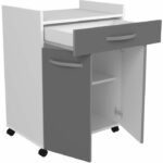 Oslo served 60 cm - 1 drawer and 1 door - L 60 x D 44 x H 81 cm - Brilliant gray color - Ekipa - Image 4