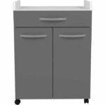 Oslo served 60 cm - 1 drawer and 1 door - L 60 x D 44 x H 81 cm - Brilliant gray color - Ekipa - Image 6