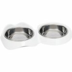 Cat Bowl - CATIT - PIXI - 2 x 200ml - Double - Removable Stainless Steel Bowls - White