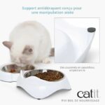 Cat Bowl - CATIT - PIXI - 2 x 200ml - Double - Removable Stainless Steel Bowls - White - Image 4