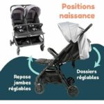 Bambisol - DS209 GREY BLACK - Side-by-Side Double Stroller | For Twins from Birth, Ultra-Compact Fold | Black Grey - Image 5