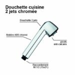 Shower head - ROUSSEAU - Chrome - ABS - 2 jets - Anti-limescale - Image 3