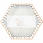 Hegaxonal Baby Playpen - ROBA - LIEBHABEAR - Height Adjustable - Removable Base - 6 Braked Wheels - Natural Wood - Teddy Bear Pattern - Image 2