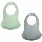 SET OF 2 CELADON GREEN BIBOU BIBS - CHARM GREY