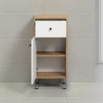 Bathroom furniture - low storage - Oak and white decor - L36 x D29 x H79 cm - TOUCH - Image 3