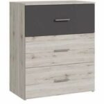 Chest of drawers - ADRIA - 3 drawers - Ash oak / Plain grey - 75.2 x 41.3 x 89.7 cm - Image 2