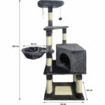 SWIFTY Cat tree - 55 x 40 x 138 cm - Dark grey - 3 platforms, 1 perch, 1 niche, scratching posts - Image 6