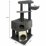 GUILY Dark gray cat tree - 50 x 50 x 141 cm - Dark gray - 2 platforms, 1 perch, 1 cabin, 1 ramp, 1 tunnel - Image 6