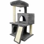 FLOPI Dark grey cat tree - 44.5 x 48 x 86 cm - Dark grey - 1 platform, 1 play ball, 2 niches, 1 ramp