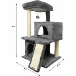 FLOPI Dark grey cat tree - 44.5 x 48 x 86 cm - Dark grey - 1 platform, 1 play ball, 2 niches, 1 ramp - Image 6