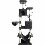 TAYLOR Cat tree - 60 x 50 x 206 cm - Dark grey - 2 platforms, 1 perch, 2 cabins, 1 hammock - Image 2