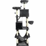 TAYLOR Cat tree - 60 x 50 x 206 cm - Dark grey - 2 platforms, 1 perch, 2 cabins, 1 hammock - Image 3