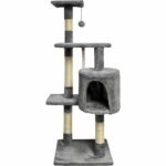 PALOMA Dark grey cat tree 40 x 40 x 114cm - 3 platforms, 1 rope, 1 niche, scratching posts