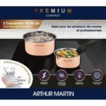 2 saucepans 16-20 cm + 1 handle - ARTHUR MARTIN - AM720GT - 3 layers triple action - All hobs including induction - Image 2