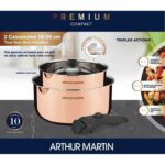 2 saucepans 16-20 cm + 1 handle - ARTHUR MARTIN - AM720GT - 3 layers triple action - All hobs including induction - Image 3