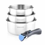 Set of 3 pans 16-18-20 cm Arthur Martin AM3710 - Stainless steel - Removable handle - All lights including induction - Image 2