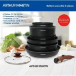 8 -room kitchen battery Arthur Martin - aluminum - wooden handle - All lights including induction - Image 3