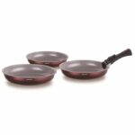 Set of 3 frying pans - ARTHUR MARTIN - AM8866 - All hobs including induction - 20/24/28 cm + 1 handle - Aluminum - Ceramic coating - Afbeelding 2