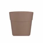 Flower pot and round capri round - plastic - water tank - 35 cm diameter - Taupe - Artevasi - Image 2