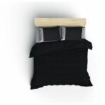 Bedding set - 1 duvet cover 220 x 240 cm + 2 pillowcases 60 x 60 cm - 100% cotton - Black - Image 2