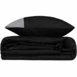 Bedding set - 1 duvet cover 220 x 240 cm + 2 pillowcases 60 x 60 cm - 100% cotton - Black - Image 3