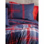 Bedding set - 1 duvet cover 220 x 240 cm + 2 pillowcases 60 x 60 cm - 100% cotton - Red - Image 4