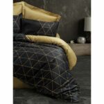 Bedding set - 1 duvet cover 220 x 240 cm + 2 pillowcases 60 x 60 cm - 100% cotton - Black - Image 3