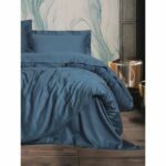 Bedding set - 1 duvet cover 220 x 240 cm + 2 pillowcases 60 x 60 cm - 100% cotton satin - Blue - Image 3