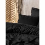 Bedding set - 1 duvet cover 220 x 240 cm + 2 pillowcases 60 x 60 cm - 100% cotton - Black - Image 2