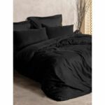 Bedding set - 1 duvet cover 220 x 240 cm + 2 pillowcases 60 x 60 cm - 100% cotton - Black - Image 3