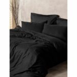 Bedding set - 1 duvet cover 220 x 240 cm + 2 pillowcases 60 x 60 cm - 100% cotton - Black - Image 4