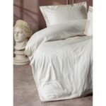 Bedding set - 1 duvet cover 220 x 240 cm + 2 pillowcases 60 x 60 cm - 100% cotton satin - Ecru - Image 3