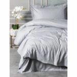 Bedding set - 1 duvet cover 220 x 240 cm + 2 pillowcases 60 x 60 cm - 100% cotton satin - Grey - Image 3