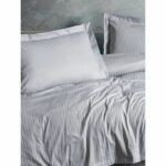 Bedding set - 1 duvet cover 220 x 240 cm + 2 pillowcases 60 x 60 cm - 100% cotton satin - Grey - Image 4
