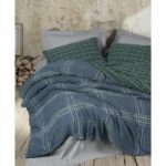 Bedding set - 1 duvet cover 220 x 240 cm + 2 pillowcases 60 x 60 cm - 50% cotton, 50% polyester - Blue - Image 2