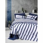 Bedding set - 1 duvet cover 220 x 240 cm + 2 pillowcases 60 x 60 cm - 100% cotton - Blue