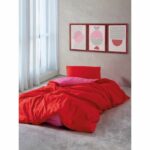 Bedding set - 1 duvet cover 220 x 240 cm + 2 pillowcases 60 x 60 cm - 100% cotton - Red - Image 2