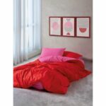 Bedding set - 1 duvet cover 220 x 240 cm + 2 pillowcases 60 x 60 cm - 100% cotton - Red