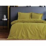 Bedding set - 1 duvet cover 220 x 240 cm + 2 pillowcases 60 x 60 cm - 100% cotton satin - Green - Image 3